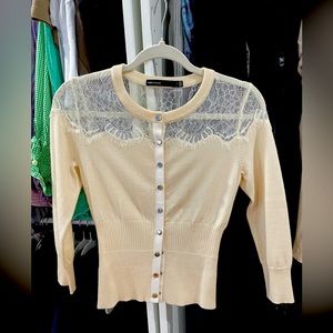 Karen Millen Cream/Off White Wool Cardigan